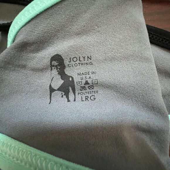 Jolyn Bikini Top Triangle Green Black Large New With Tags - Picture 4 of 4